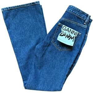GANNI Betzy Slim Flare Jeans 26 x 32 Dark Blue Organic Cotton